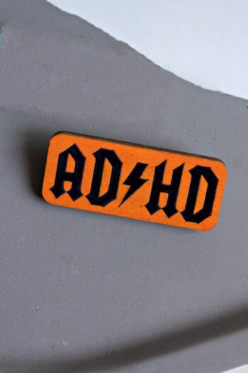 Ξύλινη καρφίτσα - ADHD πορτοκαλί